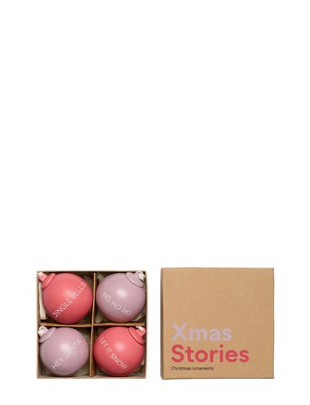 Xmas Stories Ball Pendants 40Mm Pink Design Letters