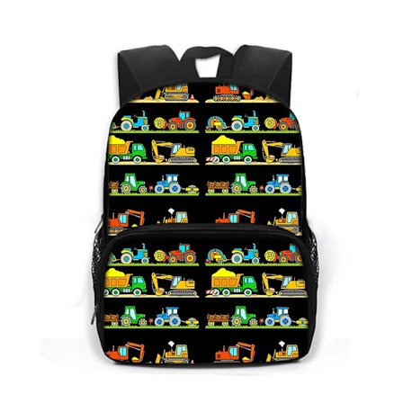 Piirretty paloauto auto kaivinkone traktori reppu päiväkoti koululaukku