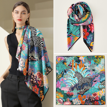 AVEKI 35 x 35 Kvadratisk Silkesliknande Huvudduk Hår Wrap Scarves Natt Sov, Blomma