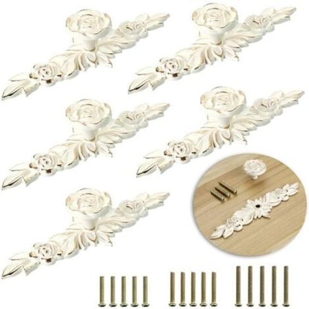 5 stk Blad Dørknapp Vintage Skap Dørknapp Pynter Skuffer, Kommoder, Skap, Møbler, Osv. (14,6 cm) (Gull)