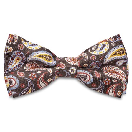 Virtuo | Burgundy Paisley Silk Pre-tied Bow Tie for Men - Pre-tied bow ties