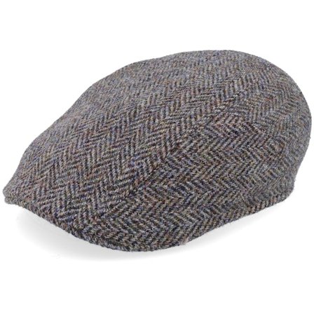 Stetson - Grau flatcap Cap - Ivy Herringbone Harris Tweed Grey Flat Cap @ Hatstore