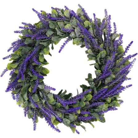 Dørkrans Stor Krans Kunstig Krans Vægdekoration Dørdekoration (Farve: Mørk Lilla)