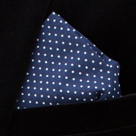 Fazzoletto da taschino a pois in cotone color blu navy per uomini - Fazzoletti da taschino fantasia