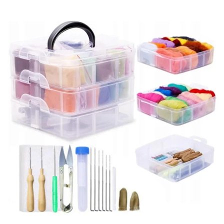 Nålefiltssett, 24 Farger Ull Roving Filting, Komplett Nålefilting