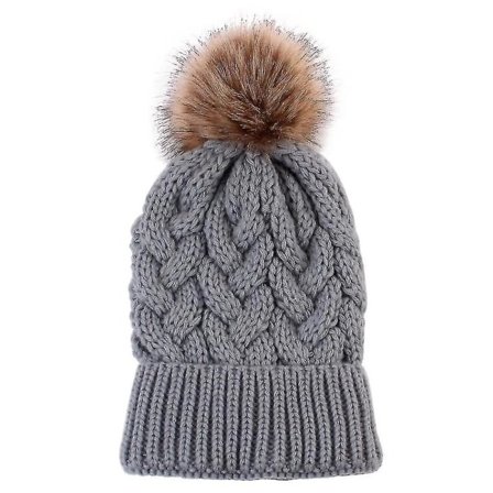 Dam Mode Håll Varma Vinterhattar Stickad Ullkant Mössa