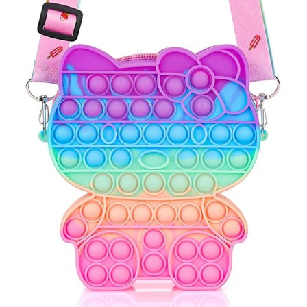 Pop-pung til piger, Kitty Cat Pop On Sin Fidget-pung Skuldertaske Legetøj Push It Bubble Crossbody-taske Cute Relief Stress-gaver til børn-lilla