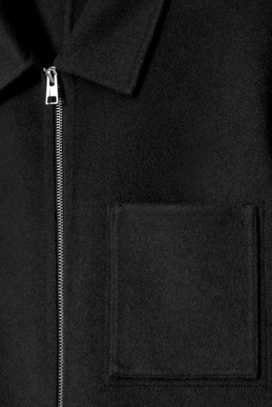 COS Homme Veste Harrington En Laine Double Face in Noir