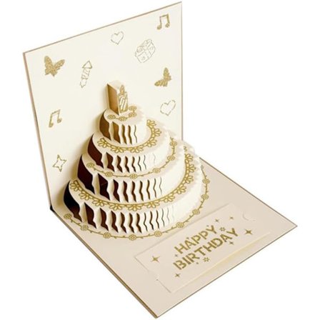 3D Grattis på födelsedagen-kort – En unik vikbar födelsedagspresent med en pop-up tårtdesign