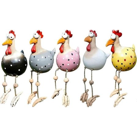 Keramisk hønsestatue til haven Dé Håndlavet hønsestatue til gårdhave, terrasse og Hilde-værelse (Hvid)-Perfekt