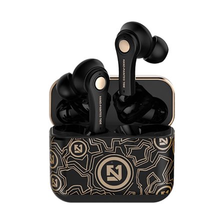 Trådlösa hörsnäckor Bluetooth 5.0 Mini in Ear Automatisk ihopparning Hörlurar Bicolor Handmålade Tide Handsfree Headset (svart)