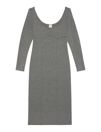 Calvin Klein Half Milano Ls Midi Dress - Grey - L