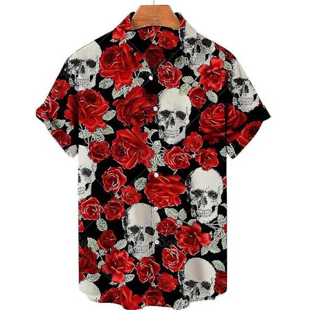 Herre Blomster Kortærmet Hawaii Skjorte, Herre Casual Skull T-skjorter ZD C
