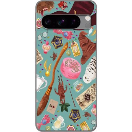 Kompatibelt Mobilskal till Google Google Pixel 8 Pro Magisk illustration med trollstav, hatt och fantasiföremål i lekfull sagostil
