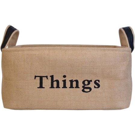 Stor polstret firkantet vasketøjskurv opbevaring (naturlig jute)