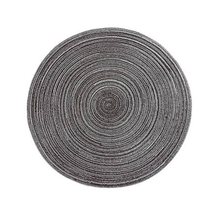 Kortfattad Rund Linne Flätad Cup Underlägg Värmeisolerad Skål Tallrik Place Mat-L Svart unikt värde