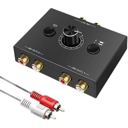 RCA Stereo Audio Bi-Directional Switcher med Mute-knapp Bærbar L / R Stereo Audio Switch Audio Splitter 2 X 1/1 X 2