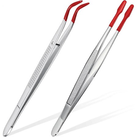 2 Pincetter med gummispetsar Set PVC-gummibelagda spetsar Böjda och raka platta pincetter Frimärken Mynt Smycken Hobbyhantverk Industri (Fww)