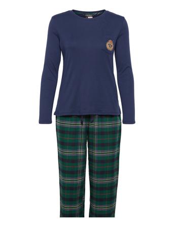 Lrl L/S Logo Top & Long Pant Pj Fold Green Lauren Ralph Lauren Homewear