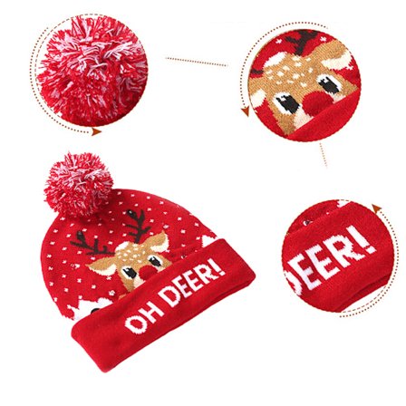 Lysende Julehue, Julehue med LED-lys til voksne Jule Nytårsfestartikler