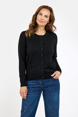 BRANDTEX - Langærmet Cardigan - Sort - Med Lommer