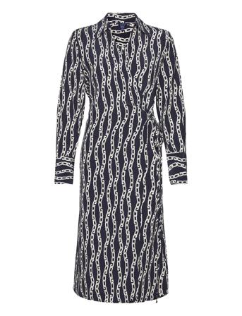 Reg Chain Print Wrap Dress Dresses Wrap Dresses Blå GANT*Betinget Tilbud
