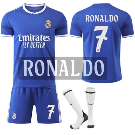 2025-2026 Real Madrid Bortatröja Blå Barn & Vuxen Fotbollströja Nr.7 Ronaldo