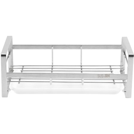 Svampestativ, vaskeorganisator for bad, børste og svamp, vaskebrett dreneringsstativ med avtagbart dreneringsbrett