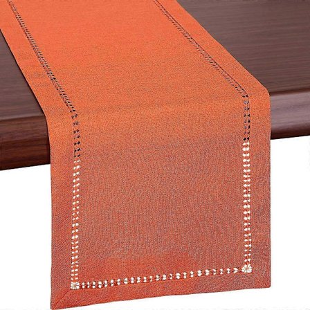 Käsityönä tehty oranssi Thanksgiving-pöytäliina, jossa helmisauma, pöytäliina tai lipasto, syyskoristeet (32*183cm)