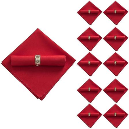 10 stk 48x48cm polyester servietter for restaurant bryllup, stor rød