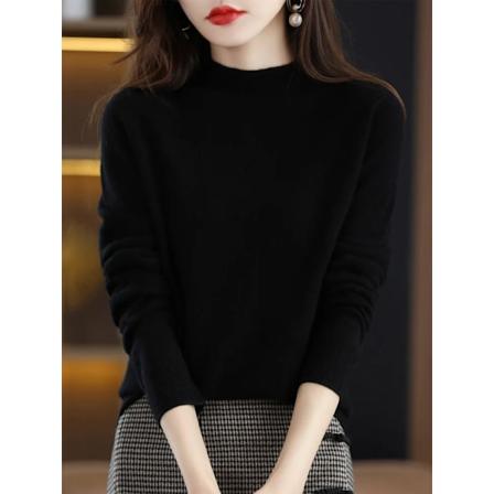 100% Merinoull Cashmir Tröja Kvinnor Stickade Tröja Turtleneck Lång Ärm Pullovrar Höst Vinter Kläder Varm Jumpere Topp Black One Size
