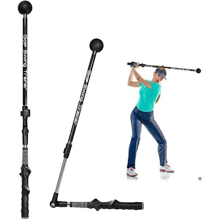 (Sort) Foldbar Golf Swing Trainer, Golf Swing Posture Corrector Foldbar Action Corrector Teleskopisk Swing Stick Golf T