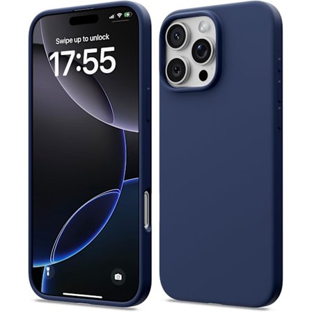 iPhone 16 Pro Max Skal Flytande Silikon, Stötsäkert Skal Kompatibelt med iPhone 16 Pro Max Skal Mjukt, Fullt Skydd Skal (Marinblå)