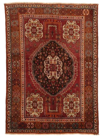 Anudada A Mano Gashgai Fine Alfombra 148X206 Oriental De Lana Rojo Oscuro/Negro Pequeño