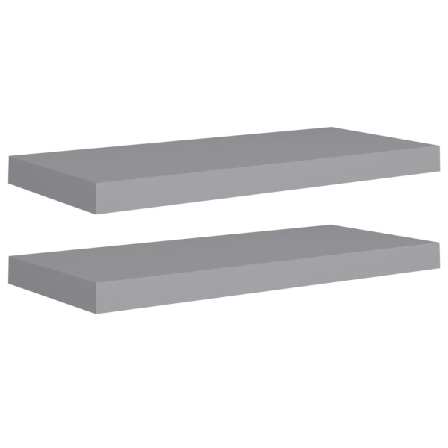 Vidaxl Svävande Vägghyllor 2 St Grå 60x23,5x3,8 Cm Mdf Grå