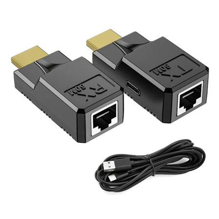 60M HDMI-kompatibel til RJ45-adapter 1080p HDMI-kompatibel til Ethernet-nettverkskabel forlenger omformer HE60