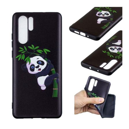 Huwei P30 Pro Fodral Med Präglat Mönster - Panda Med Bambu