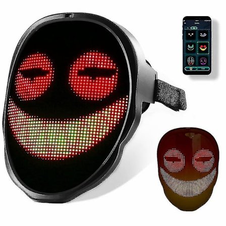 Venalisa Halloween Light Up Mask Med Led Screen Appkontrollerad Fullfärg Led Face Changing Luminous Mask Support Diy Image