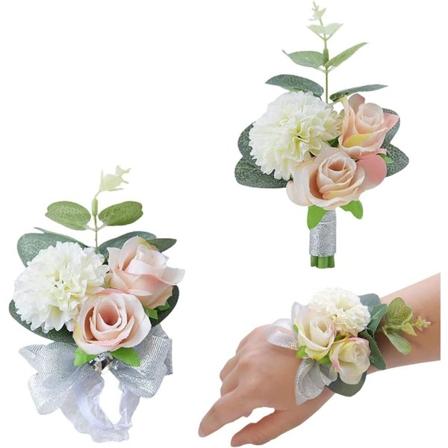 2 stycken handledsblommor, bröllops handleds corsage, armband corsage