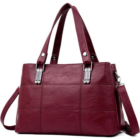 Handväskor för damer Topphandtag Läder Axelväska Crossbody Väskor Dam Tote Messenger Designer Handväskor (Burgundy)