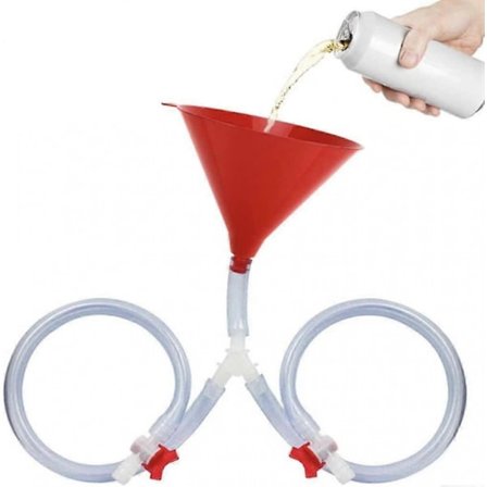 (Röd) Dubbelrör Stor Kapacitet Öltratt - Drickspelsanordning För Fester Och Festivaler - För 2 Personer - 2 Spelare Drickspel