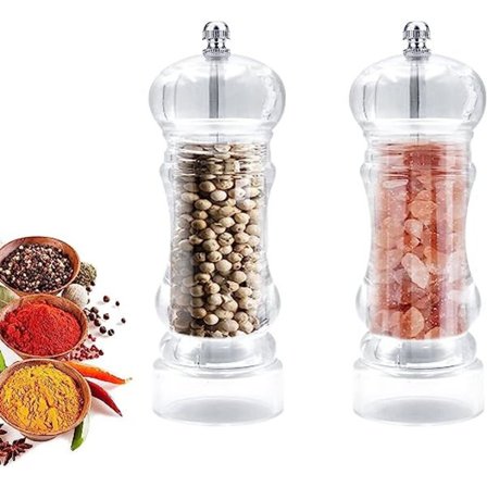 2 st peppar- och saltkvarnar - Set med manuella kvarnar för grovt salt
