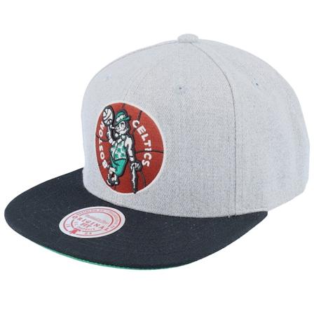 Mitchell & Ness - Boston Celtics Core Basic Grey Heather/Black Snapback Snapback Grey Cap - NBA @ Hatstore
