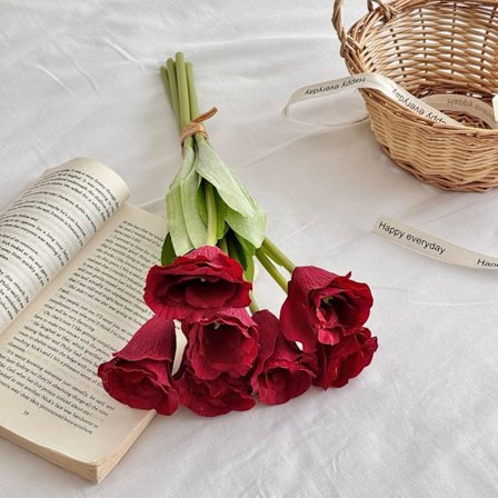 Realistisk Kunstig Lisianthus Buket, Minimalistiske Kunstige Blomster til Boligindretning - Evigvarende Borddekoration til Stue, Spisestue