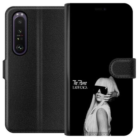 Yhteensopiva Lompakkokotelo Sony Xperia 1 III Stranger Things juliste, jossa pyöräily siluetteja ja punainen salamamyrsky dramaattisessa retro -muodos