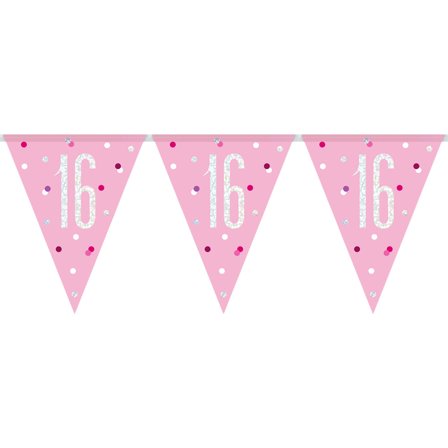 Flaggirlang 16 År Rosa & Silver