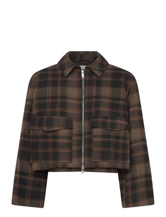 Monki Zip Jacket - Brown - XS