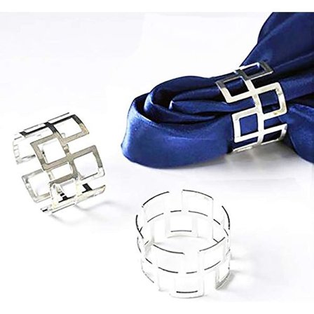 Servettringar, 12 st Metall Servett Spänne Hållare för Bröllop Fest Middagsbords Dekoration (Stora Väggen-Silver)