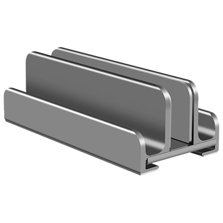 Vertikalt Laptopställ 3 Fack Justerbar Bredd Organizer för Hemmakontor Grå