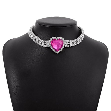 Heart Choker Halskjede Krabbekjede SØLV ROSA SØLV ROSA